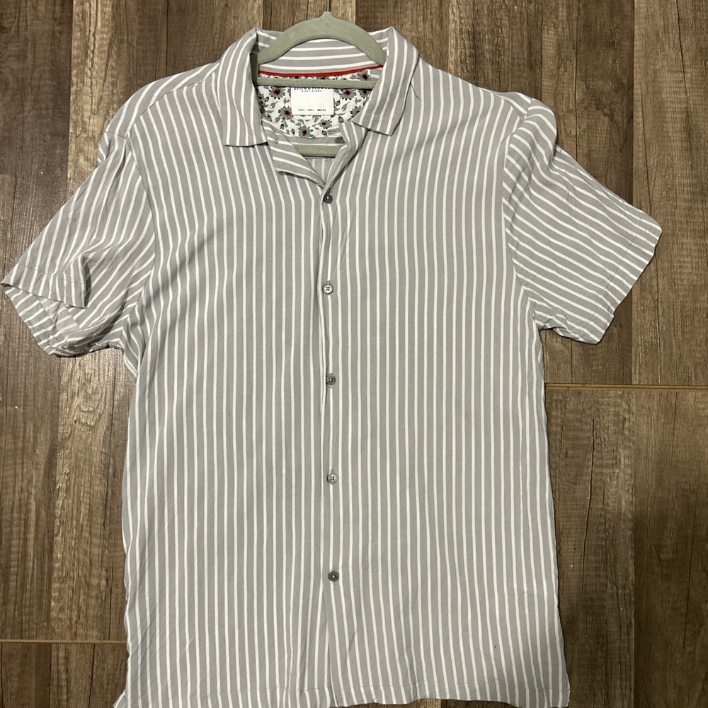 Michael Kors Gray Striped Men's Shirt